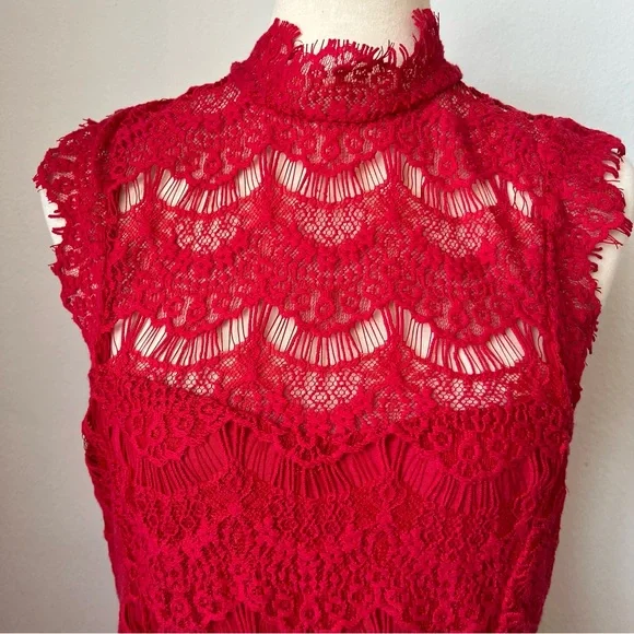 NWT Free People Red Lace Dress - Picture 4 of 13